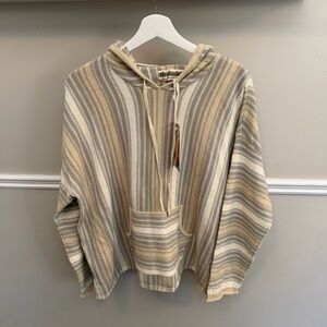 Levitate Golden Hour Baja Hoodie Sweater | Sustainable | Neutral Stripe | M